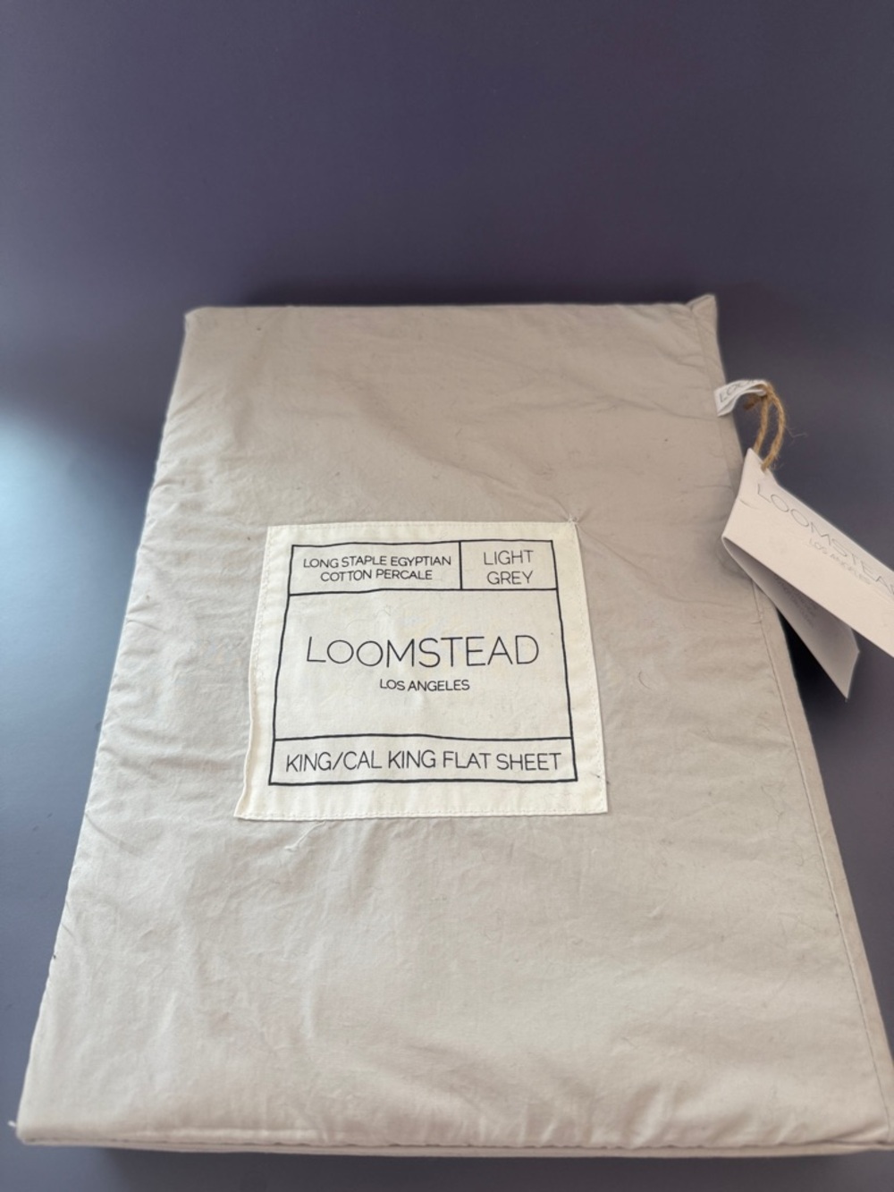Light Grey King Flat Sheet - Egyptian Cotton Percale by Loomstead